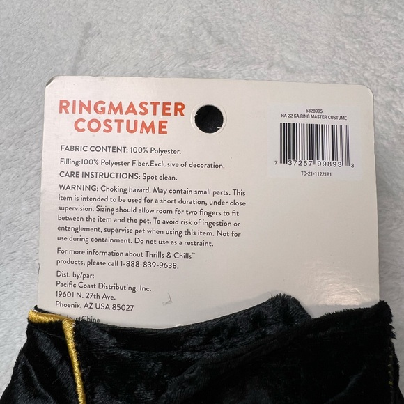 New Thrills & Chills Ringleader Halloween Costume for Small Animals and Pets - Picture 6 of 10